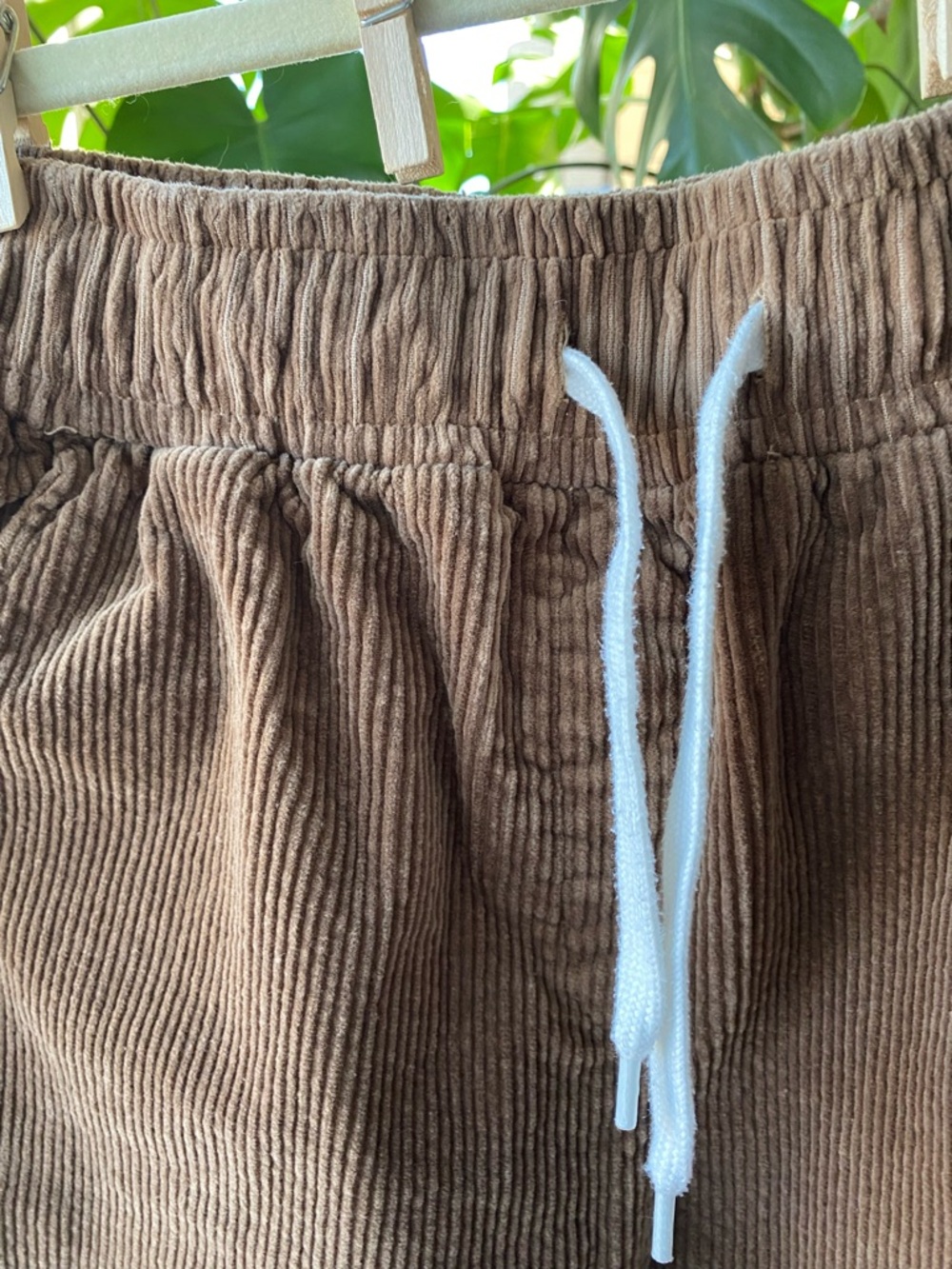 Brown Corduroy Drawstring Pants - Picture 2 of 4